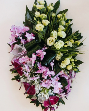 Wiązanka pogrzebowa storczyk, eustoma, anturium