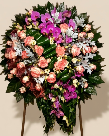 Wieniec DOSTOJNY storczyk, róża, eustoma